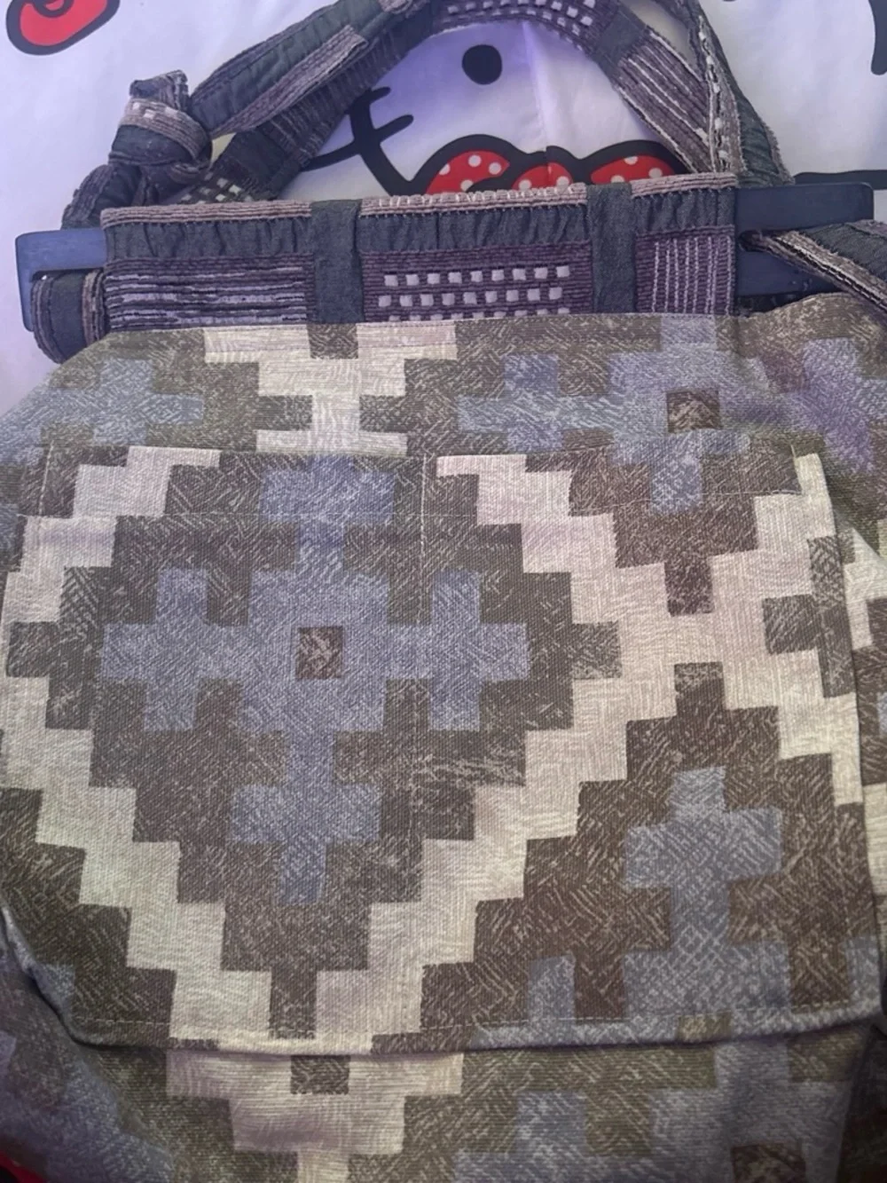 Stylish Geometric Patchwork Men’s Shoulder Bag - Brown & Gray
